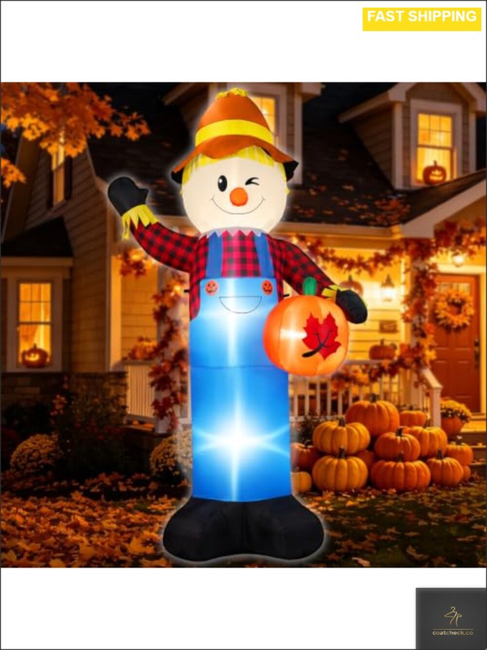 8.5FT Fall Inflatable Scarecrow with Pumpkin & LED Lights